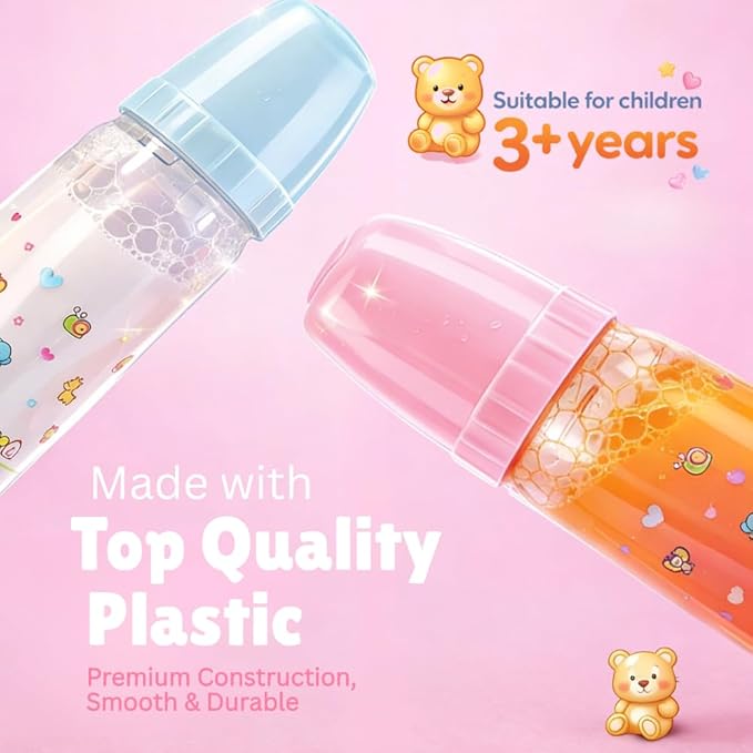 Mommy & Me Toy Magic Baby Doll Bottles with Disappearing Milk and Juice – Play Doll Feeding Set of 2