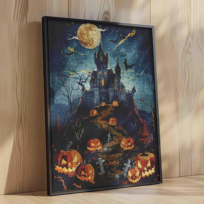 Halloween Fright Night Puzzle for Adults 1000 Pieces, Horror Haunted House Pumpkin Jigsaw Puzzle Ghost, Suitable for All Puzzle Toy Enthusiasts Gifts for Friends and Family 19.7 x 27.6 Inch ﻿