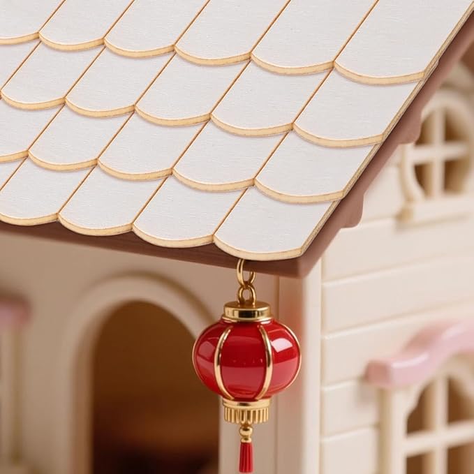 24pcs Dollhouse Tiles Dollhouse Roof Tiles Model Unfinish Wooden Miniature Roof Decoration Mini Fish Scale Cedar Shing-les Bricks for Doll House