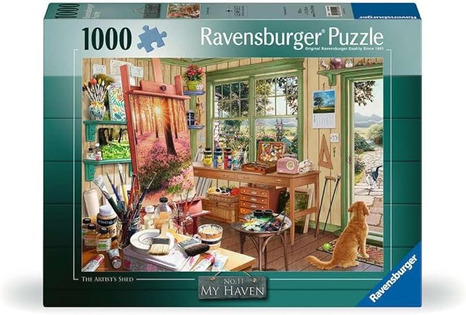 Ravensburger My Haven Artist's Shed 1000 Piece Jigsaw Puzzle | Relaxing Puzzle Imagery | Every Piece Unique with Softclick Technology | Durable Blueboard Made from Eco-Friendly Materials