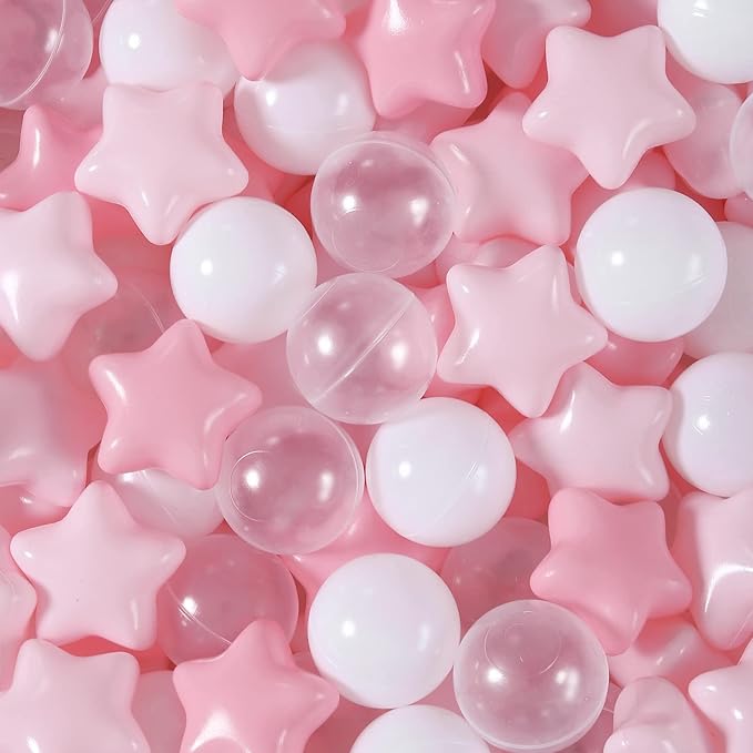 Realhaha Ball Pit Balls 50 100 200 500, Star Shapes for Babies Kids Playpen Plastic Balls for Babies Ball Pool Puppy Playballs