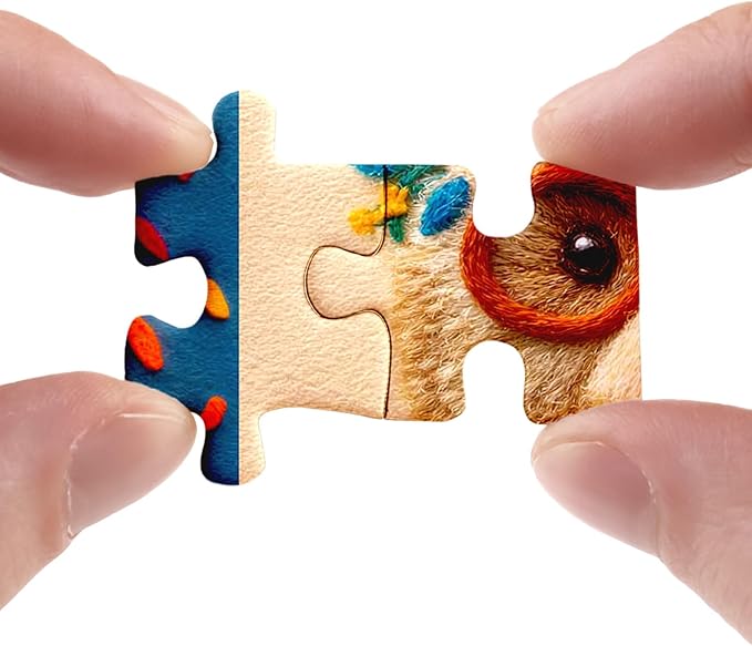 Animal Flower Puzzle for Adults 1000 Pieces, Cute Giraffe Jigsaw Puzzle, Colorful Floral Bear Tiger Flamingo Lion Sloth Cheetah Panda Hippo Zebra Collage Puzzle