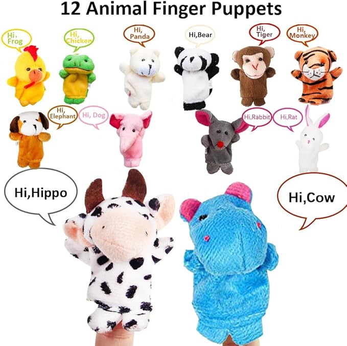 UMEELR Easter Fillable Eggs with Animals Finger Puppets, Basket Stuffers, Kids Party Favor School Classroom Rewards, Egg Hunt Filler 12 Pack
