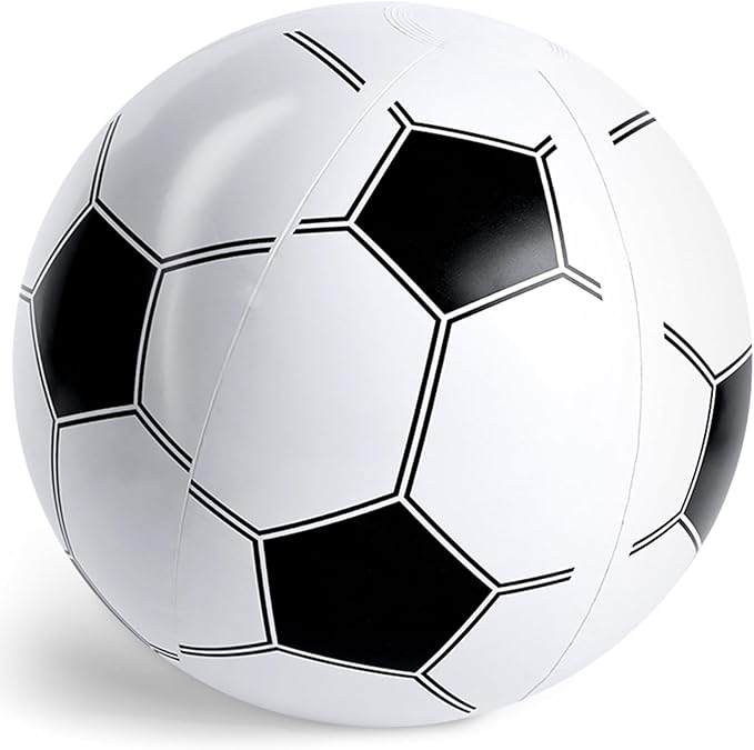Shindel 27-Inch Giant Inflatable Soccer Ball - Soccer Themed Party Decor & Beach Pool Games, Heavy-Duty Without BPA Vinyl Ball for Outdoor Sports, Backyard, Lake & Birthday Activities