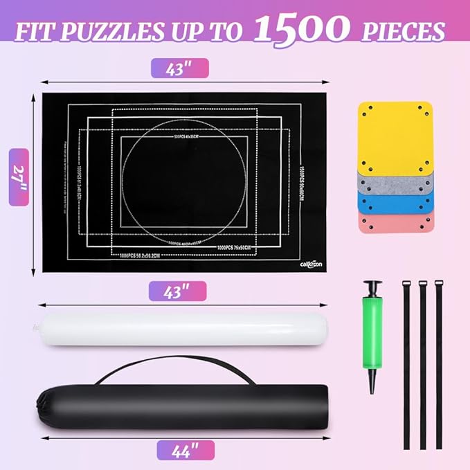 Puzzle roll up mat Set of 4 for 500-1500 Piece Puzzles, a Great Gift for Puzzle Lovers, Soft Felt Weave, Easy to Carry When Traveling