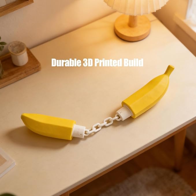 The Nanachaku, Banana Nunchucks, Novelty Toys & Amusements，3D Printable Banana Nunchaku Toys, Transforming Banana with Flexible Chain Link, Durable Reusable Novelty Desk Decor Gift (Yellow, 2pcs)