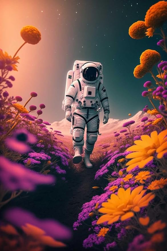 1000 Pieces of Puzzle,Astronauts and Flowers Starry Sky Series Wooden Puzzle,Dust-Free Perfect Interlocking, Suitable for Home Decoration, Birthday Gifts,Suitable for Both Men and Women