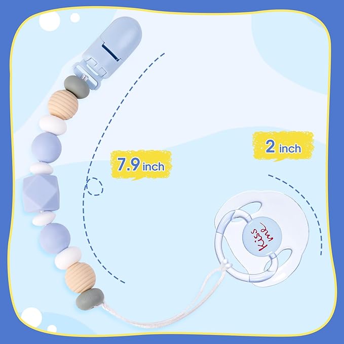 Aori Silicone Pacifier Clips Holder Flexible Binky Clip with Magnetic Pacifier for Lifelike Reborn Dolls - Blue
