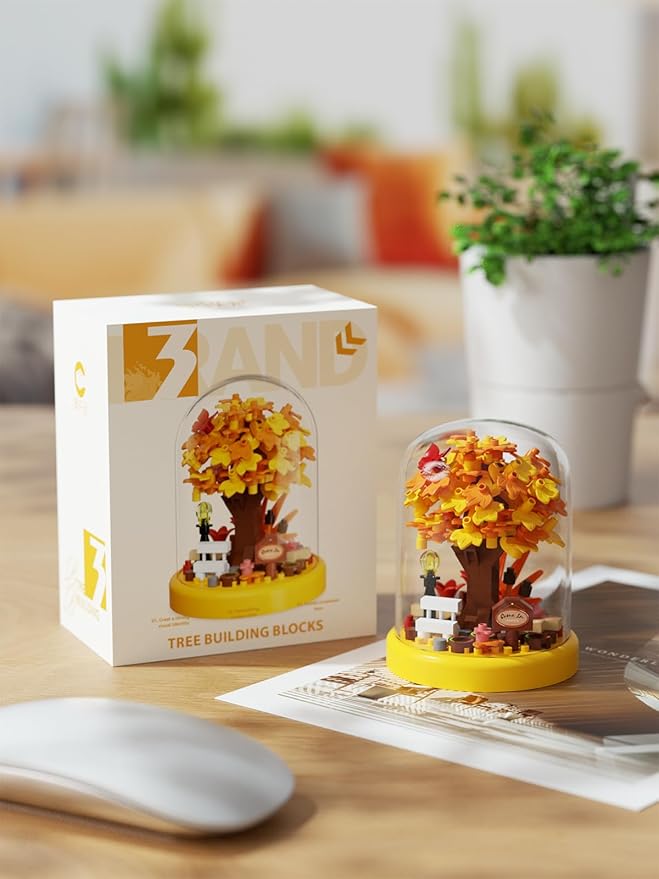 Autumn Leaves Tree House Bonsai Tree House Building Toy Flowers Set Ideas Building Blocks Complete with Dust Cover