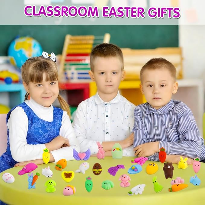 Easter Egg Fillers - 30 Pack Kawaii Mochi Squishy Toys for Easter Basket Stuffers, Mini Cute Squishies Squeeze Toy Easter Party Favors, Easter Gifts for Kids Classroom Prizes School Rewards