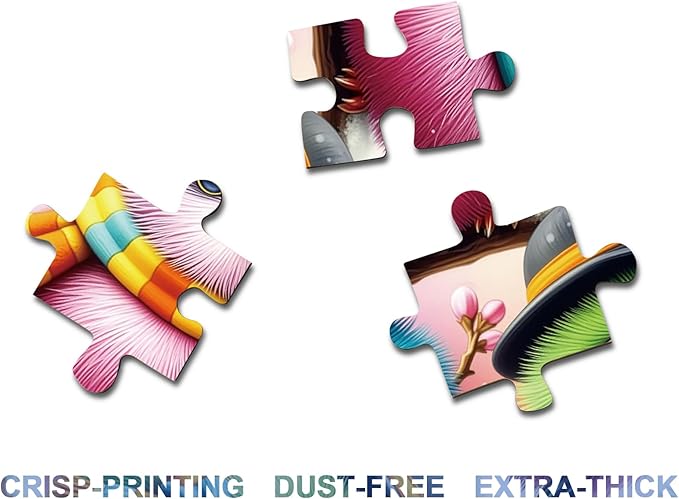 Colorful Bird Hat Puzzles for Adults 1000 Pieces Nature, Cute Chicken Flower Art Jigsaw Puzzles, Pretty Wildlife Impossible Hard Difficult Challenging Puzzle