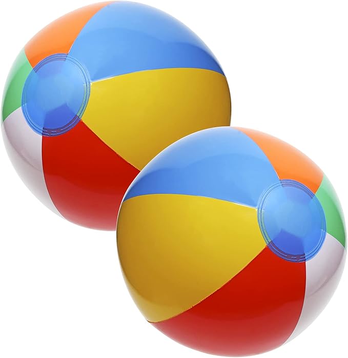 PENTA ANGEL Beach Balls 2PCS 12 Inch Inflatable/Blow Up Classic Rainbow Color Summer Swimming Pool Party Favors Water Toy Beachball for Women Men Adults Playing