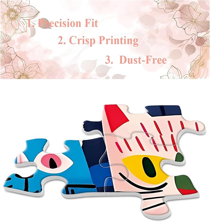 Colorful Cat Puzzle for Adults 1000 Pieces, Funny Animal Jigsaw Puzzle, Cute Kitten Plant Puzzle