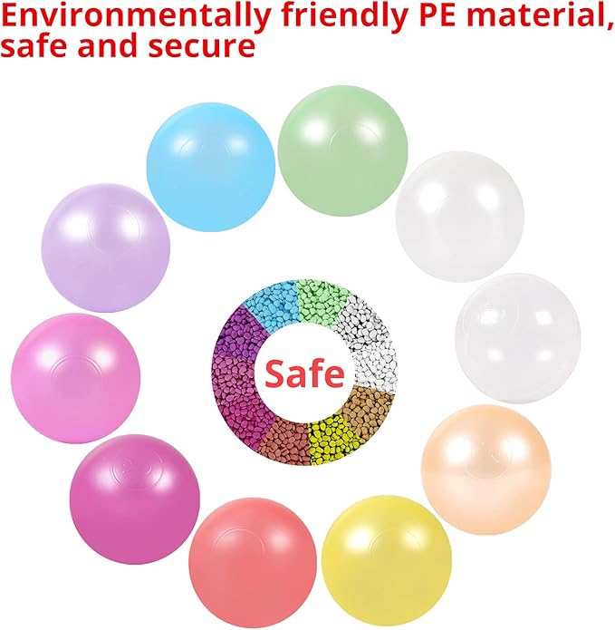 STARBOLO Ball Pit Balls for Toddlers Pack of 100 200 500 - BPA&Phthalate Free Non-Toxic Crush Proof Soft Plastic Balls for 1-5Years Old Toddlers Girl Kids Birthday Pool Playpen Tent Party