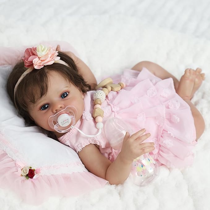 SCOM Lifelike Reborn Baby Dolls - 20 Inch Realistic-Newborn Baby Doll Girl Real Life Baby Dolls with Soft Weighted Body, Poseable Real Baby Reborn Gift Toy for 3+ Years Old Kids