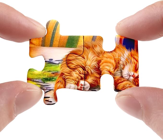 Cozy House Puzzle for Adults 1000 Pieces, Pretty Landscape Jigsaw Puzzle, Cat Kitten Garden Pretty Puzzle