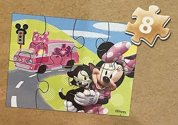 Disney Minnie Mouse 5 Wood Jigsaw Puzzles in Wood Storage Box