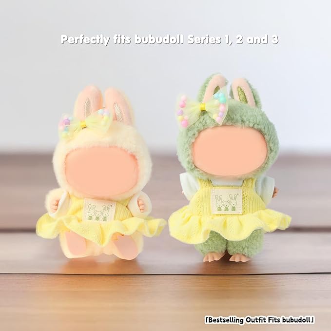 Doll Clothing for Labubu, Premium Outfits for Labubu Dressing up, Doll Accessories for Labubu with Shirt, Dress, Bow(Yellow)