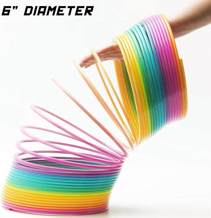 Liberty Imports 6" Jumbo Rainbow Coil Spring - Giant Classic Novelty Toy, Big Fun Large Magic Walking Magic Spring for Fidget and Stress Relief - Great Gift for Kids, Adults (Round)