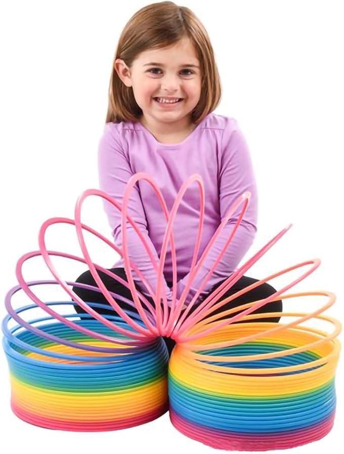 The Dreidel Company Jumbo Rainbow Plastic Coil Spring, Party Favor for Kids, Individually Wrapped, 7" (175mm) Spring (Single)