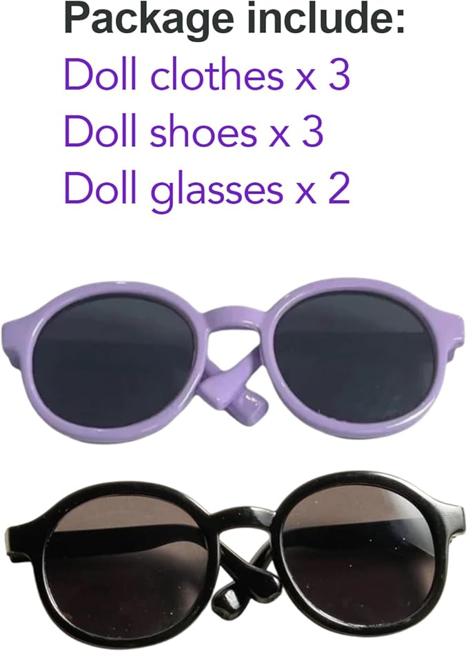 3 Sets Magical Fantasy Style Clothes for 17cm Doll, Pumpkin Outfit with Witch Hat, 6.7-Inch Doll Accessories, Kawaii Outfits Costume Include Shoes and Glasses, (No Dolls)