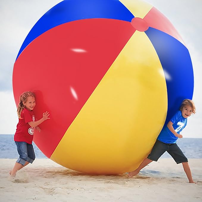 Novelty Place Giant Inflatable Beach Ball, Pool Toy for Kids & Adults - Jumbo Size 4.6 Feet (55 Inches)