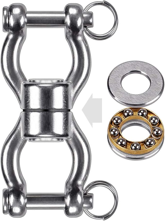 SELEWARE Silent Bearing Swing Swivel, 360° Rotational Device Hanging Accessory with Removeable Buckle for Tree Swing, Hammock Chair, Climbing Rope, Yoga, Kids Swing Swivel 1201LB Capacity