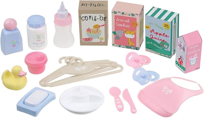 JC Toys Baby Doll Nursery 20 Piece Accessory Bag Berenguer Boutique! | Fitst Most Dolls | Nursery Accessories |Ages 2+