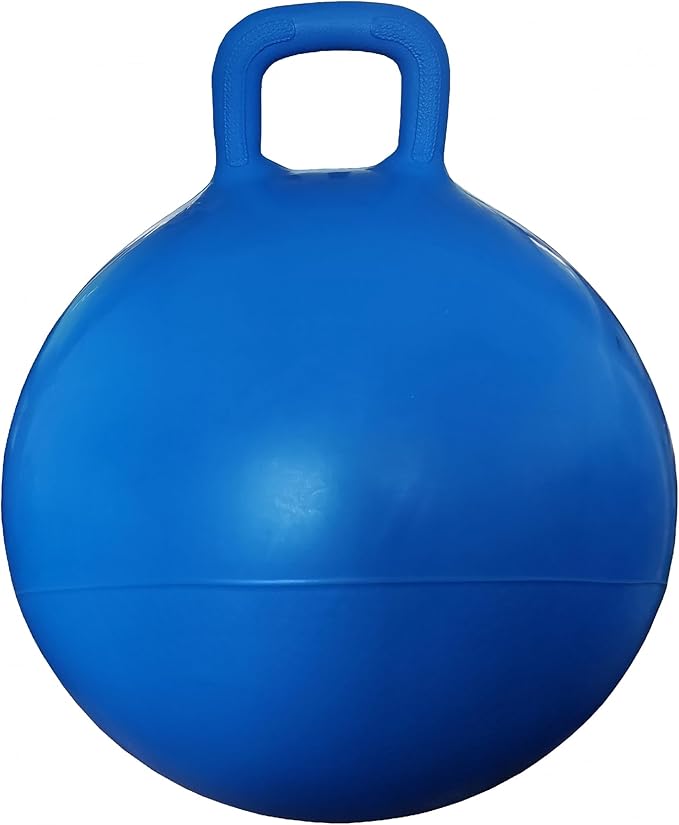 AppleRound Space Hopper Ball with Air Pump, 18in/45cm Diameter for Age 3-7, Kangaroo Bouncer, Hippity Hoppity Hopball for Children, Sit-on Bouncy Ball with Handle, Plain Color (Blue)