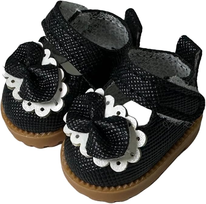 Premium Doll Shoes for Lububu, 15cm 17cm Dolls Accessories, Mini Leather Shoes Fashion Dress Up Doll Shoes Replacement (1, Mary Jane - Black)