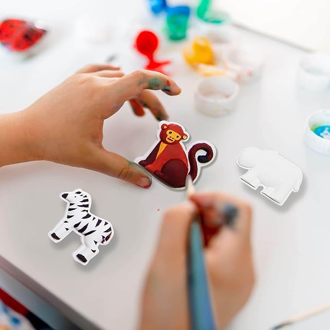 Funto Animal Painting Kit for Kids, Paint Your Own Figurines with Magnet, 27 PCS Crafts Set, Ceramics to Paint, STEAM Projects Creative Activity DIY