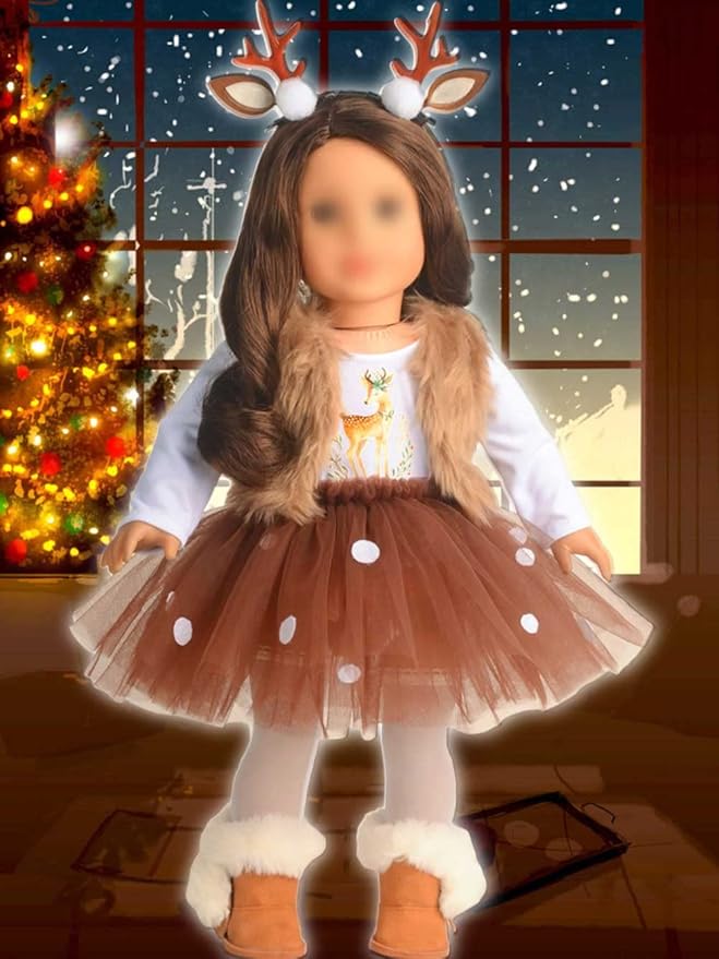 18 Inches Doll Clothes Christmas Deer Costume Tutu Dress fits 18 Inch Doll