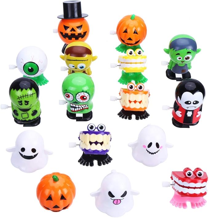 CCINEE 16pcs Wind-up Toys Assorted Clockwork Toys Supply for Halloween Party Favor Goody Bag Filler