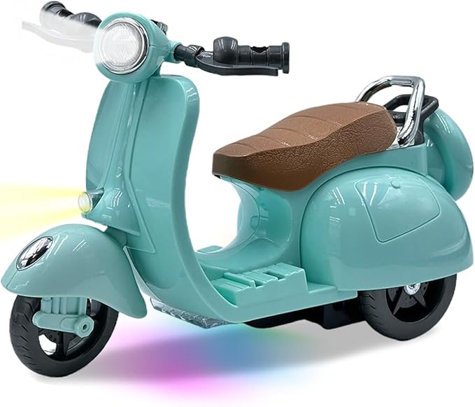 Electric Doll Scooter for 17cm Doll,Funny Doll Accessories with Music and Lights, 360° Rotatable Plastic Scooter Decoration Batteries Not Included (Blue)