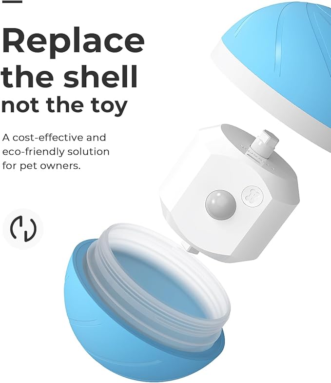 Cheerble [Replaceable Shell Intelligent Interactive Dog Toy Ball with LED Lights, Wicked Ball W1, 3 Interactive Modes, Active Rolling Ball, Self Moving