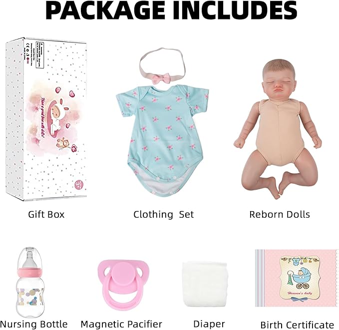 KSBD Realistic Reborn Baby Dolls - 18 inch Rosalie Newborn Baby Sleeping Girl, Cloth Body Poseable Real Life Baby Dolls Birthday Gift for Kids Age 3+…