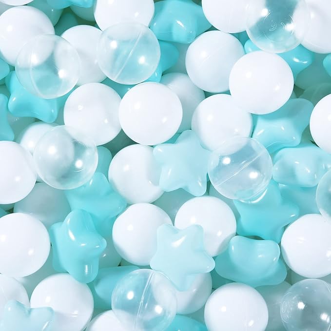 Realhaha Ball Pit Balls 50 100 200 500, Star Shapes for Babies Kids Playpen Plastic Balls for Babies Ball Pool Puppy Playballs