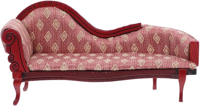 Angoily Miniature Chaise Lounge Scale Vintage Floral Sofa Elegant Dollhouse Furniture Accessory for Living Decor Craftsmanship Timeless European Style