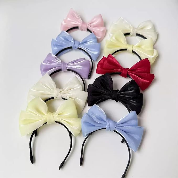 2-Pack 17cm Lububu Doll Accessories, Double-Layer Bow Headband with Pearlized Satin, Decorative Doll Accessories for 6.7-inch 1st/2nd/3rd Gen Toys (Purple & Beige)