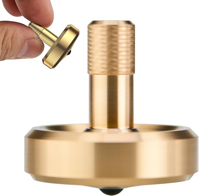 DjuiinoStar Premium Spinning Top: Lengthened Stem, Easy to Twirl, High Performance (BR 13+, AVG 5-8), CNC Machined Brass, Great Time Killer, EDC Fidget Toy DST-820