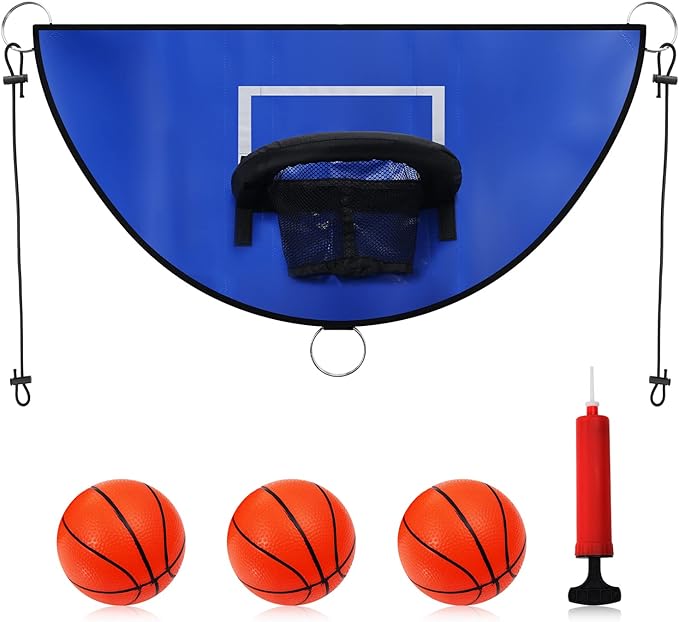 Breakaway Rim Basketball Hoop for Dunking with Mini Basketballs Trampoline Attachment Indoor & Outdoor Use