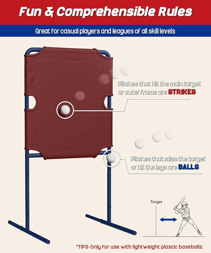 Garbuildman Baseball Strike Zone Target for Plastic Balls, Portable Metal Frame Pitching & Hitting Training Tool for Outdoor