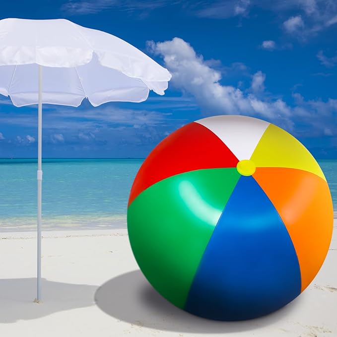 5 ft or 5.9 ft Giant Inflatable Beach Ball Jumbo Rainbow Ball Extra Large Inflatable Toys for Pool Summer Beach Pool Event Party Massive Games