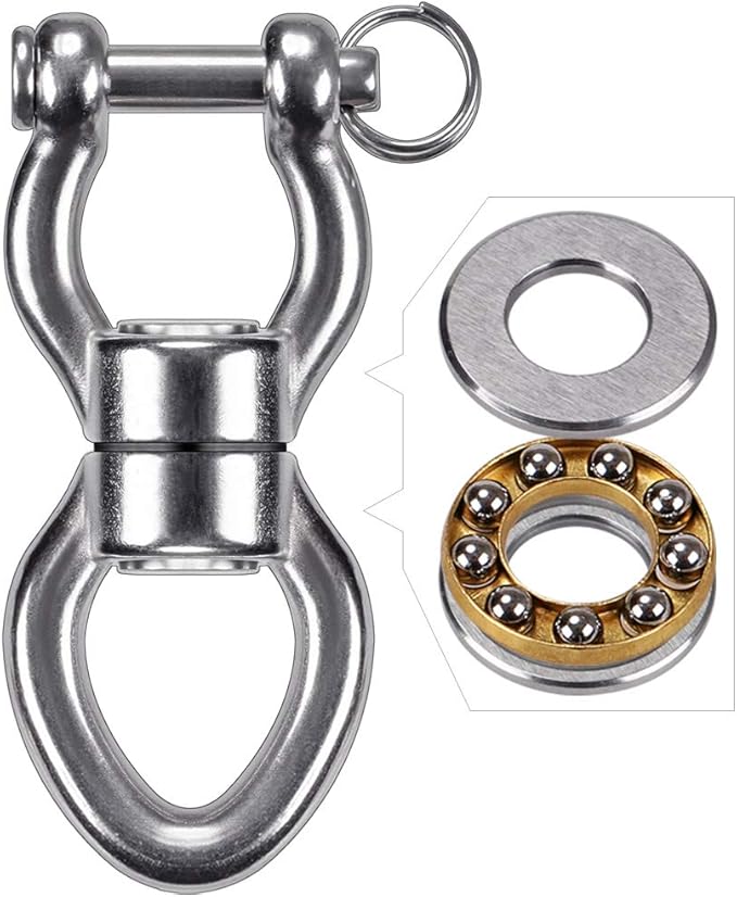 SELEWARE Silent Bearing Swing Swivel, 360° Rotational Device Hanging Accessory with Removeable Buckle for Tree Swing, Hammock Chair, Climbing Rope, Yoga, Kids Swing Swivel 1200LB Capacity