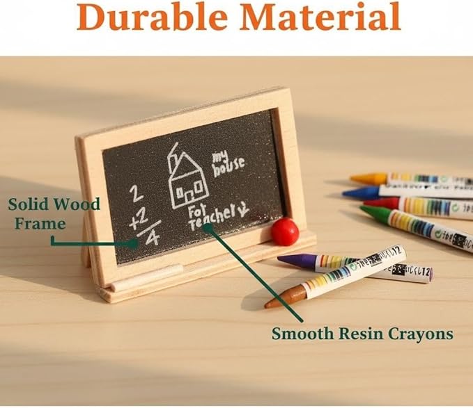 Mini School Supplies Sets,112 Dollhouse Acessories Including 12 Pieces Crayon,Blackborad for Dollhouse Home Miniature Model DIY Decor Doll House Accessories Coloring House Play Set