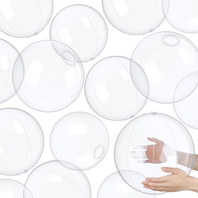 Hungdao 50 Pieces Inflatable Clear Beach Ball Bulk 16 Inch Transparent Swimming Pool Bubble Ball for Ocean Under The Sea Hawaii Summer Luau Party DIY Favors