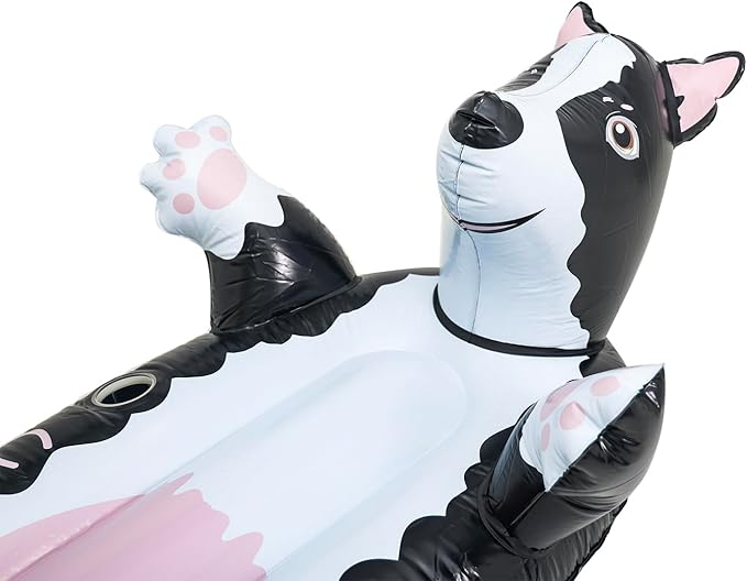 Summer Inflatable Black Dog Pool Float for Teens, Adults, and Pets