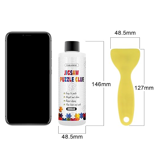 YAKAMOZ Clear Jigsaw Puzzle Glue with Precision Applicator – Non-Toxic, Quick Dry & Water-Soluble for Puzzles up to 10000 Pieces (400ML)