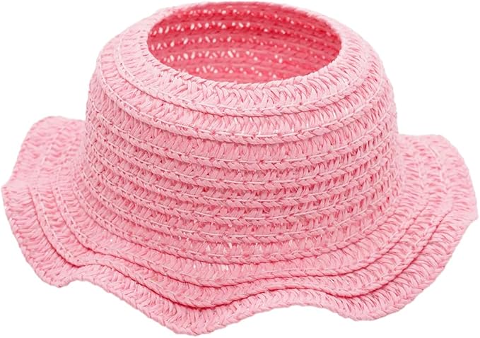 Doll Clothes for 17cm Dolls, Premium Handmade Fashion Clothes 3 Piece Set Including a Weaving Hat, Clothes and Bow with High-End Dolls Accessories for Play & Display - Pure Pink (No Doll No Logo)