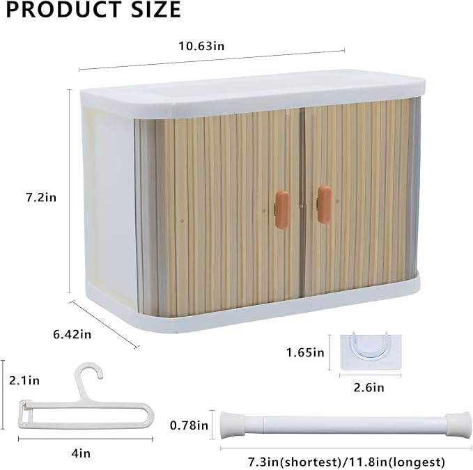 Foldable Doll Wardrobe Storage Box Compatible with Labubu Clothes with 10 Hangers & Rod - Stackable Organizer Cabinet for 15/17cm Doll Clothes with Dust-Resistant Cover and Display Shelf